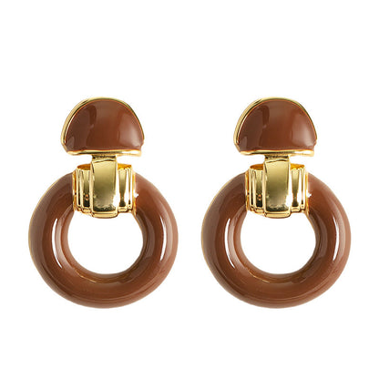 Geometric Circle Drop Earrings Retro Elegance With 925 Silver Pins