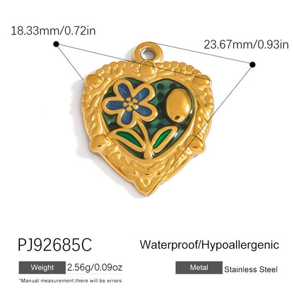 Heart Flower Pendant Accessories 18K Gold Plated Stainless Steel Jewelry