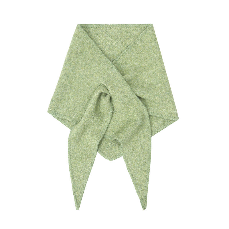 Winter Knit Wool Solid Color Triangle Scarf