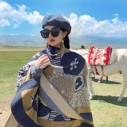 Ethnic Style Autumn And Winter Thickened Cold Resistant And Warm Keeping Cape Scarf