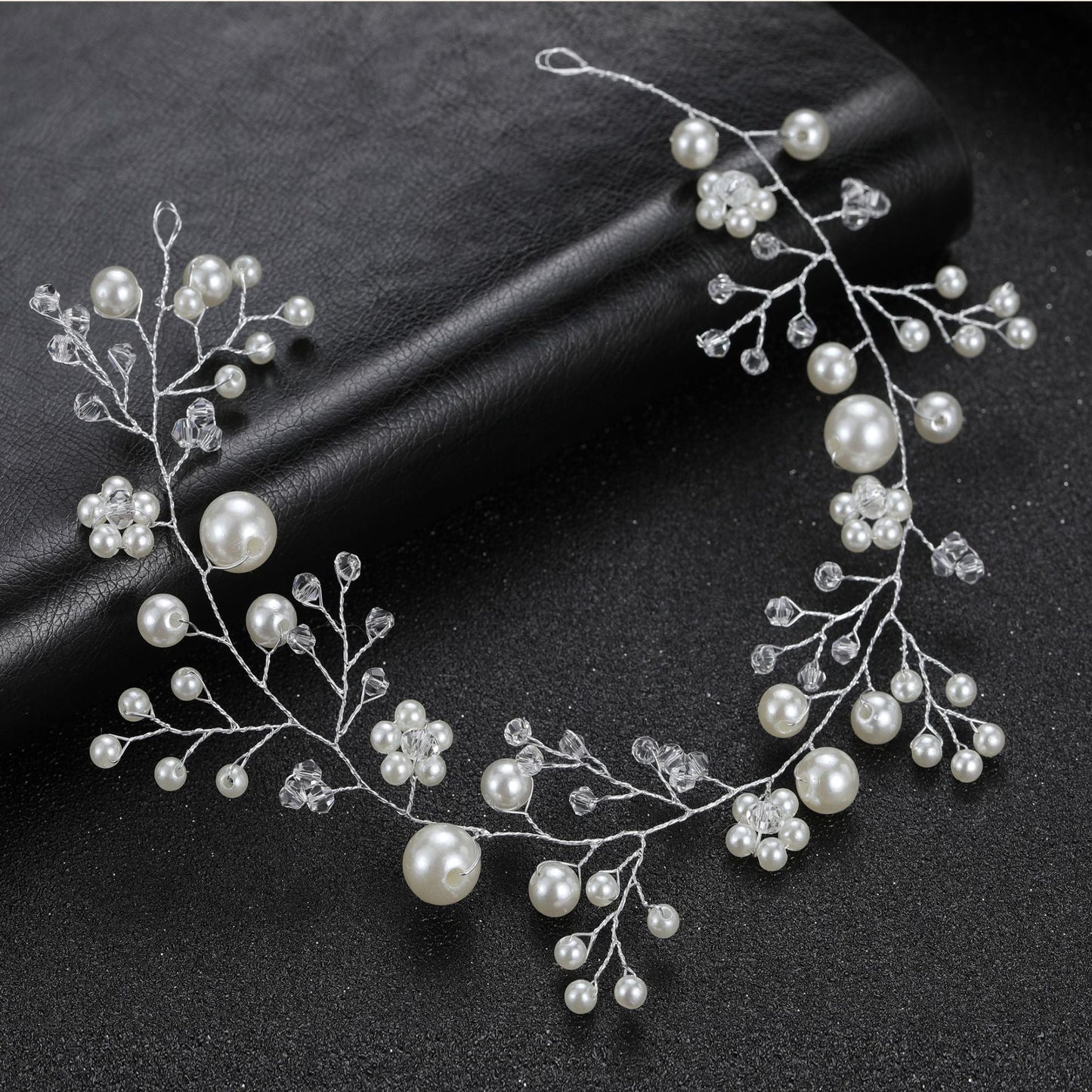 Transparent Plastic Flower Pearl Handmade Headband for Weddings