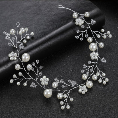 Transparent Plastic Flower Pearl Handmade Headband for Weddings