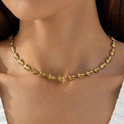Trendy Green Cubic Zirconia Choker Necklace For Women
