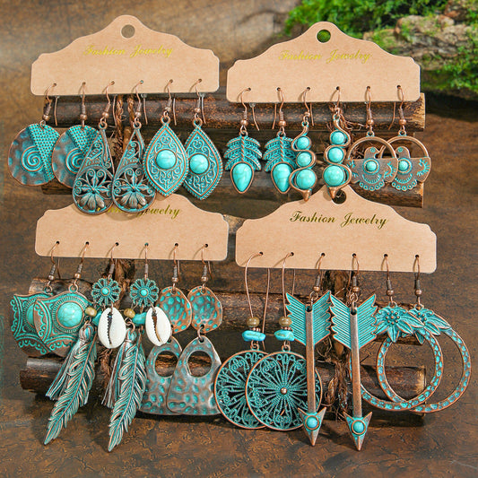 Vintage Bohemian Hollow Geometric Tassel Earrings
