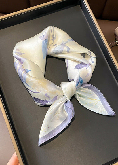Satin Square Scarf with Lavender Bloom Print