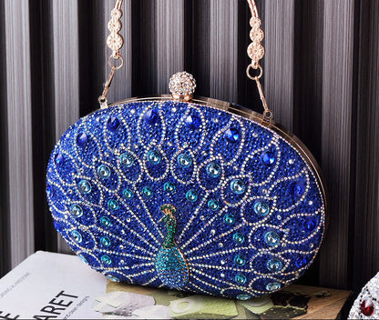 Vintage Peacock Rhinestone Evening Bag Elegant Party Purse