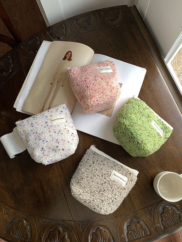 Trendy Mini Plush Makeup Bag Cute Portable Storage Pouch