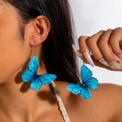 Colorful Butterfly Earrings Floral Design Acrylic Sweet Style