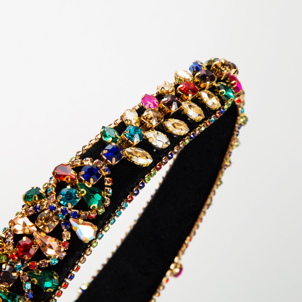 Trendy Rhinestone Wide Headband Elegant Baroque Hair Accessory