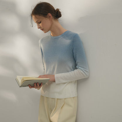 Gradient Color Women’s Wool Blend Knit Sweater