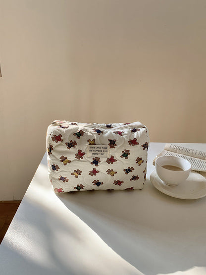 Cartoon Bear Makeup Bag Large Capacity Portable Travel Toiletry Organizer