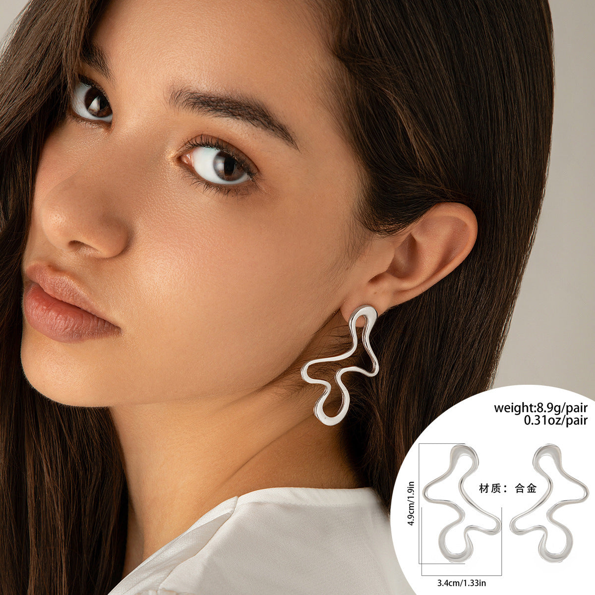 Unique Liquid Lava Metal Heart Drop Earrings