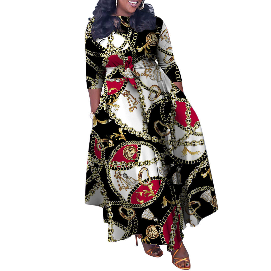 Stylish Plus Size Long Dress With Tie Detail
