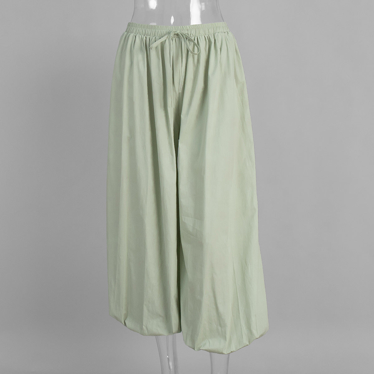 Simple Solid Color Elastic Waist Harem Pants
