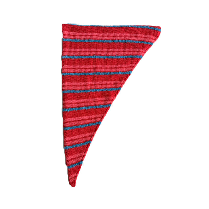 Striped Wool Blend Triangle Scarf Cute Knitted Neck Warmer