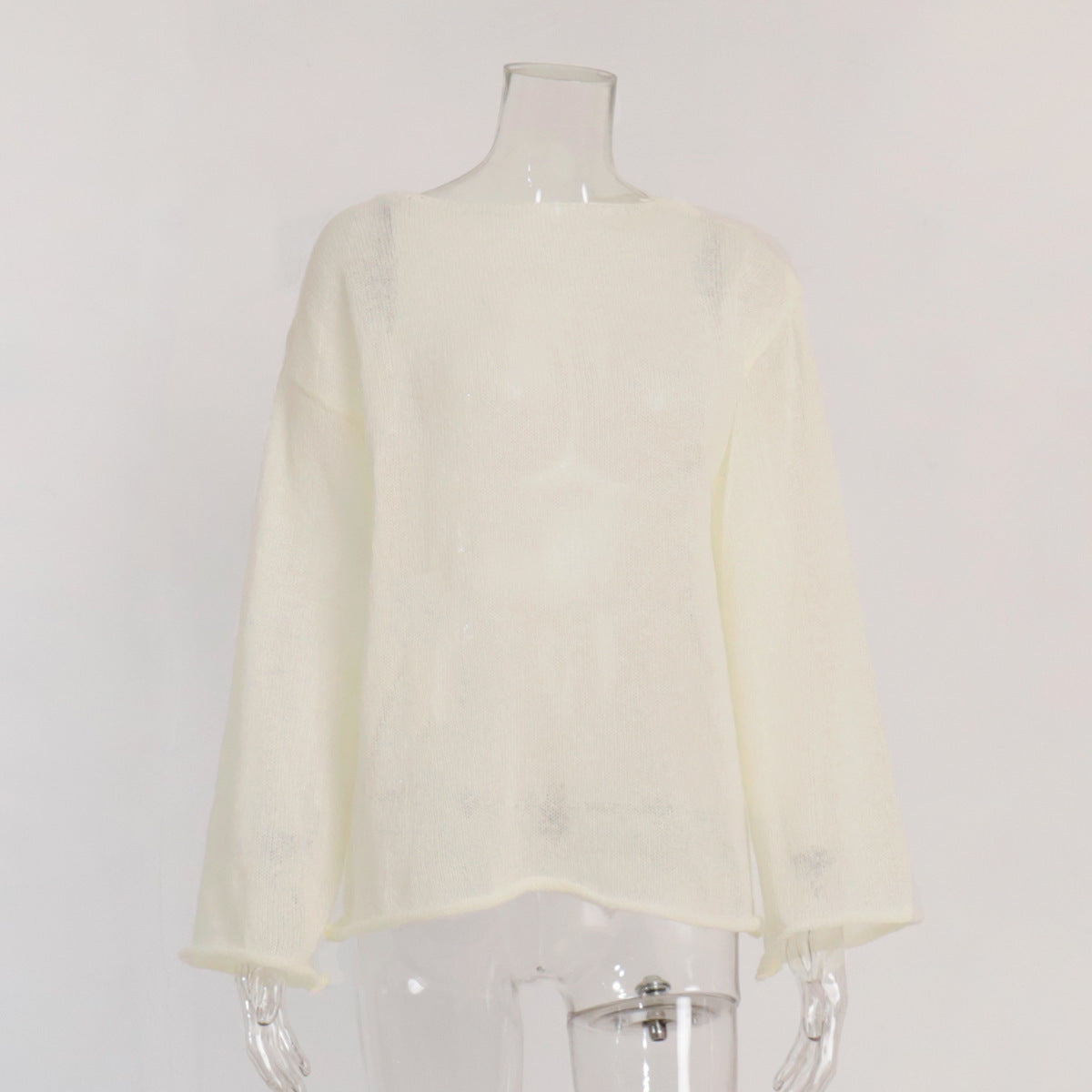 Hollow Knit T-Shirt with Bell Sleeves for Women