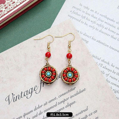 Original Niche Nepal Exotic Tibetan Ethnic Earrings Retro Temperament Simple Earrings Show Face Thin Earrings.