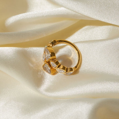 Love Heart Rhinestone Adjustable Ring
