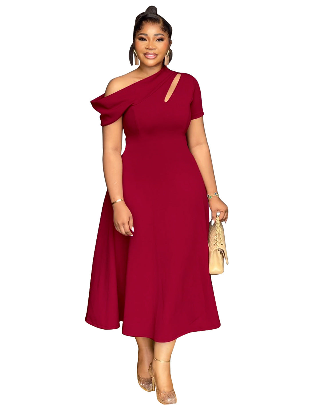 Summer Fashion Women'S Asymmetric Neck Hollow Out Dress