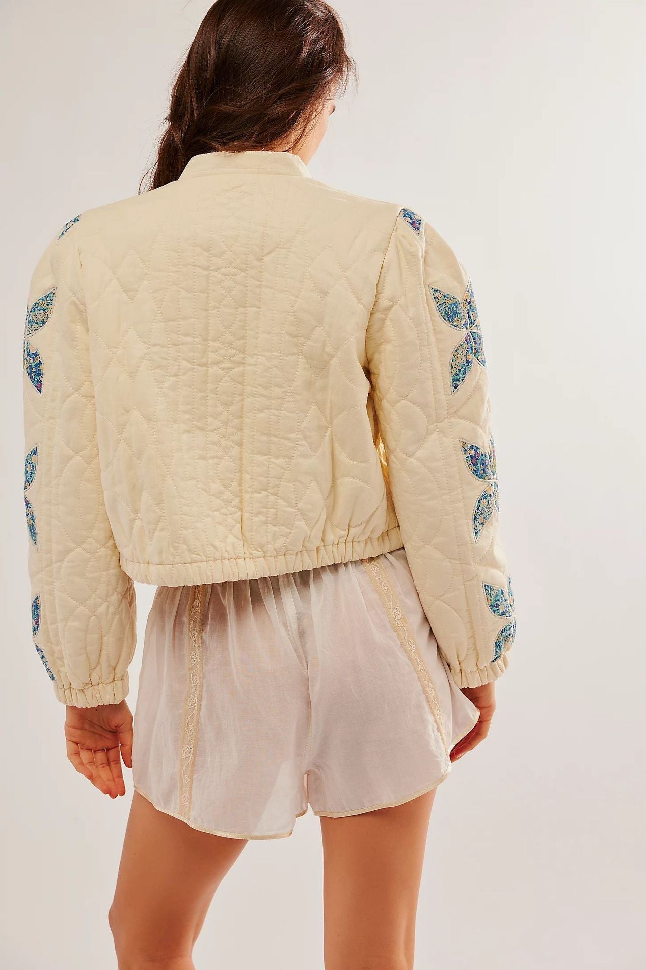 Leaf Pattern Casual Short Padded Jacket