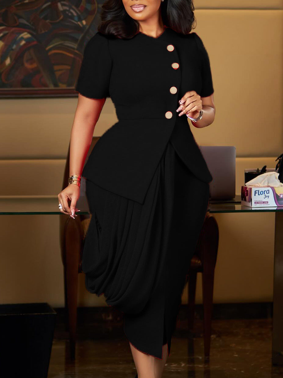 Stylish Elegant Two-Piece Outfit Including Top And Midi Skirt