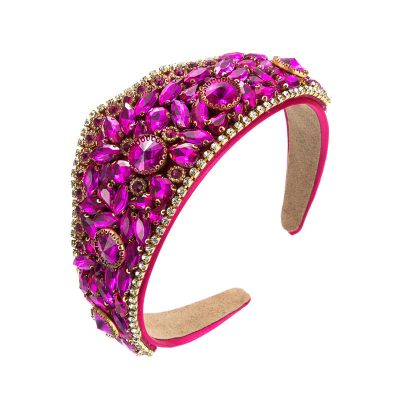 Baroque Style Wide Headband with Crystal Accents