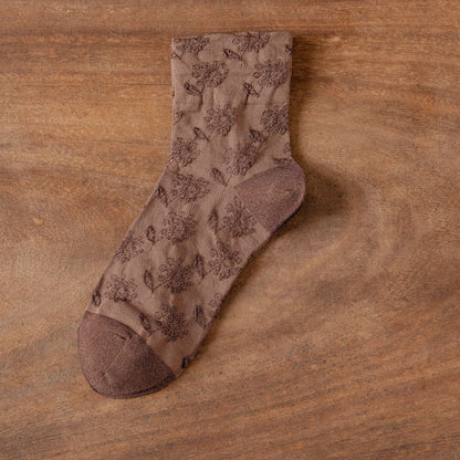 Rufia - Embossed Wide-Cuff Mid-Calf Socks