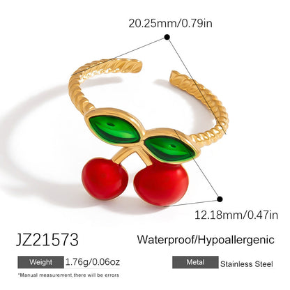 Fruit Pattern Stainless Steel Rings Cute Student Accessories