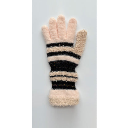 Striped Knit Fingerless Gloves For Women - Warm & Stylish