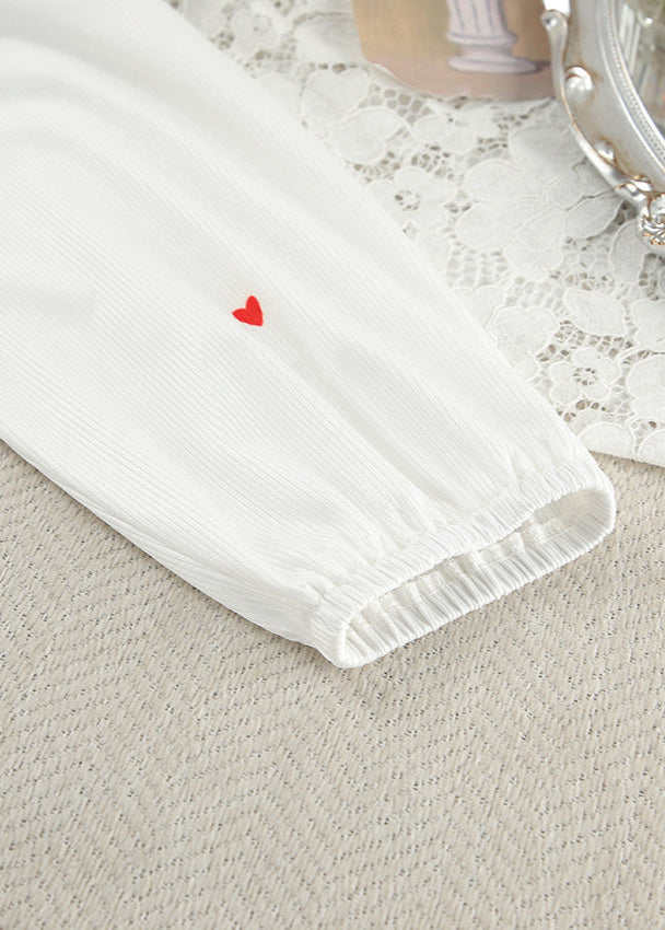 Ribbed Lounge Set With Embroidered Hearts
