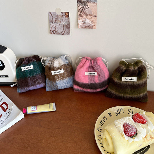 Cosbai - Woolen Cosmetic Storage Drawstring Bag