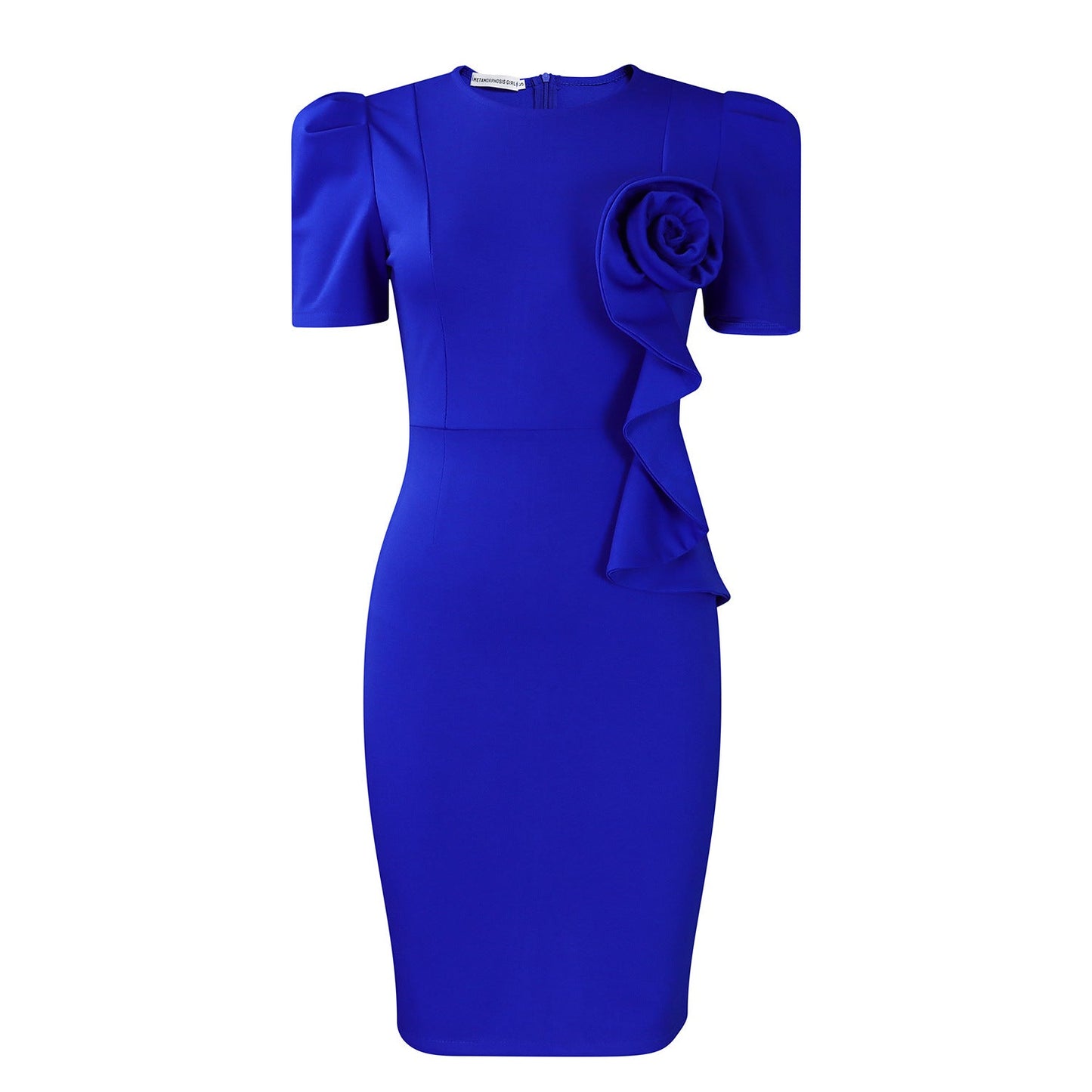 Elegant Bodycon Ruffle Sleeve Dress In Solid Color