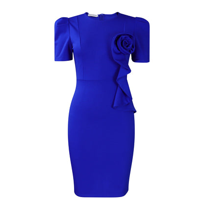 Elegant Bodycon Ruffle Sleeve Dress In Solid Color