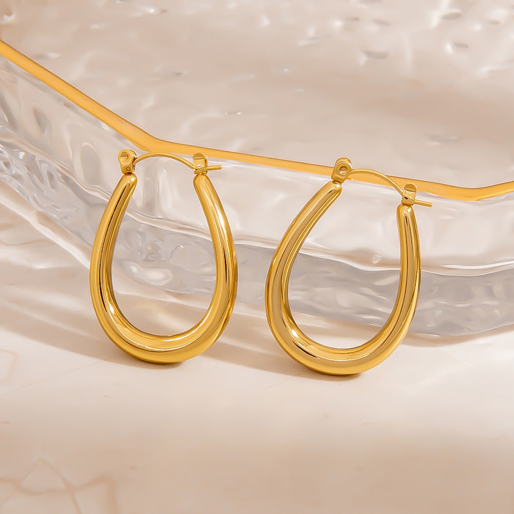 Exaggerated Geometric Stainless Steel Earrings Minimalist Design