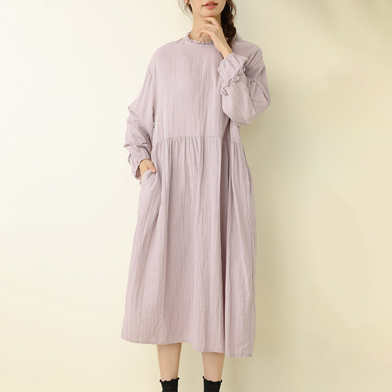 Sweet Fresh Double Layer Cotton Dress Loose Long Skirt
