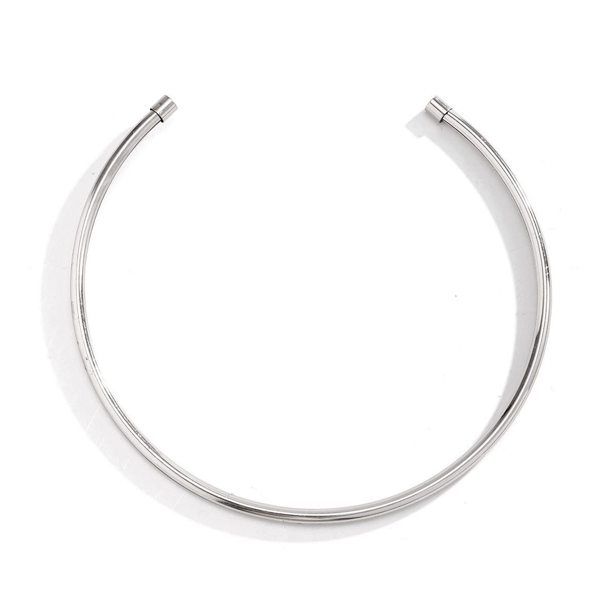 Minimalist Metal Choker Necklace With Circle Pendant