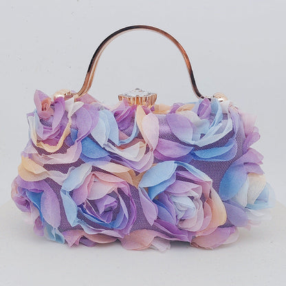 White Floral Evening Bag Elegant Bridal Purse for Parties