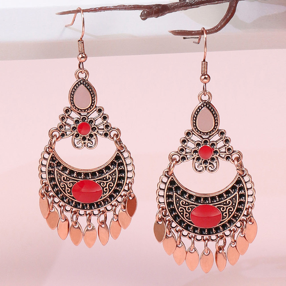 Bohemian Style Vintage Geometric Gemstone Earrings for Women