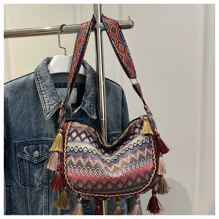 Bohemian Fringe Tote Bag Stylish Crossbody Purse