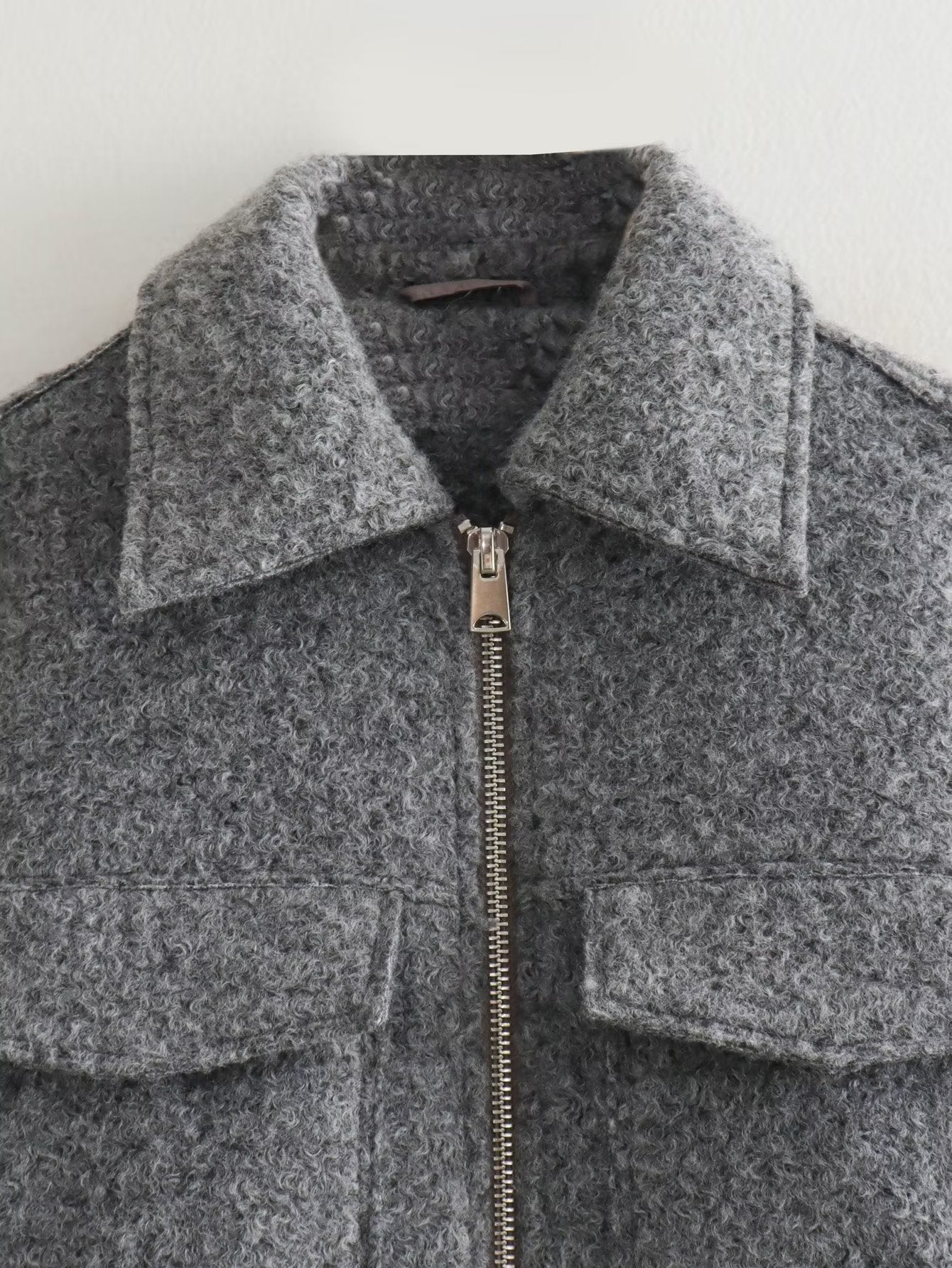 Lapel Zipper Pocket Casual Short Jacket