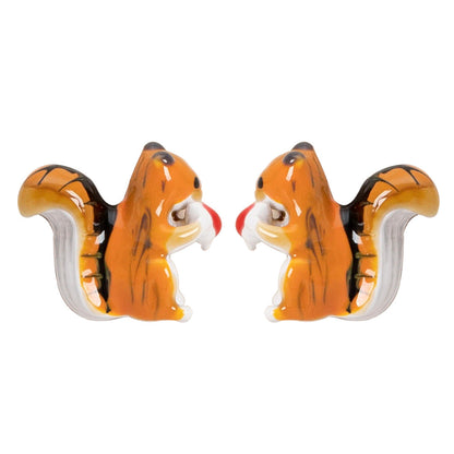 Sweet Forest-Inspired Hand-Painted Enamel Squirrel Earrings
