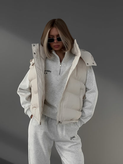 Trendy Hooded Puffer Vest with Sleeveless Design