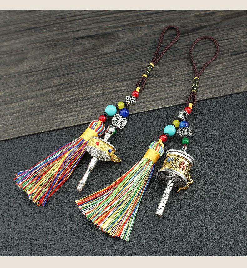 Tibetan Six-Character Motto, Prayer Cylinder, Car Pendant, Wheel Turning, Charm, Car Interior Mirror, Men'S And Women'S Hanging Ornaments