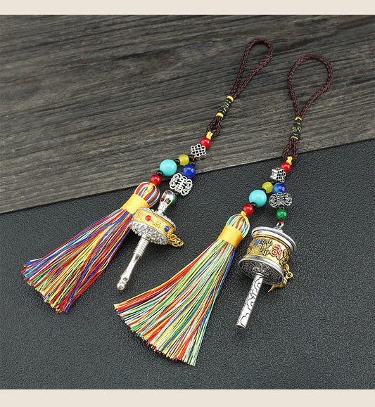 Tibetan Six-Character Motto, Prayer Cylinder, Car Pendant, Wheel Turning, Charm, Car Interior Mirror, Men'S And Women'S Hanging Ornaments