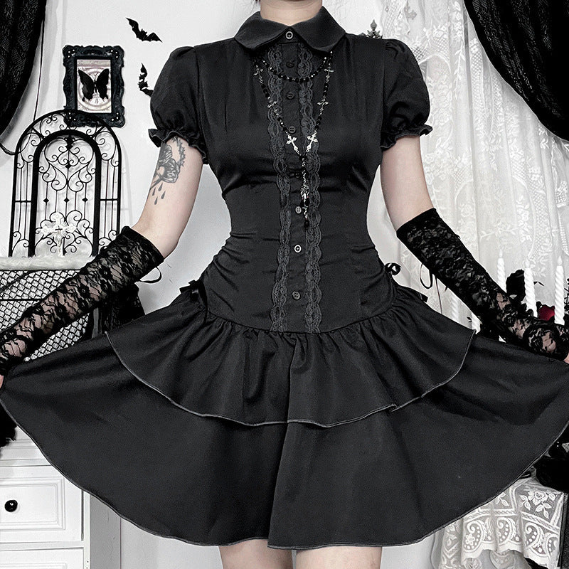 Butterfly Bow Short Sleeve Dress Elegant Casual A-Line