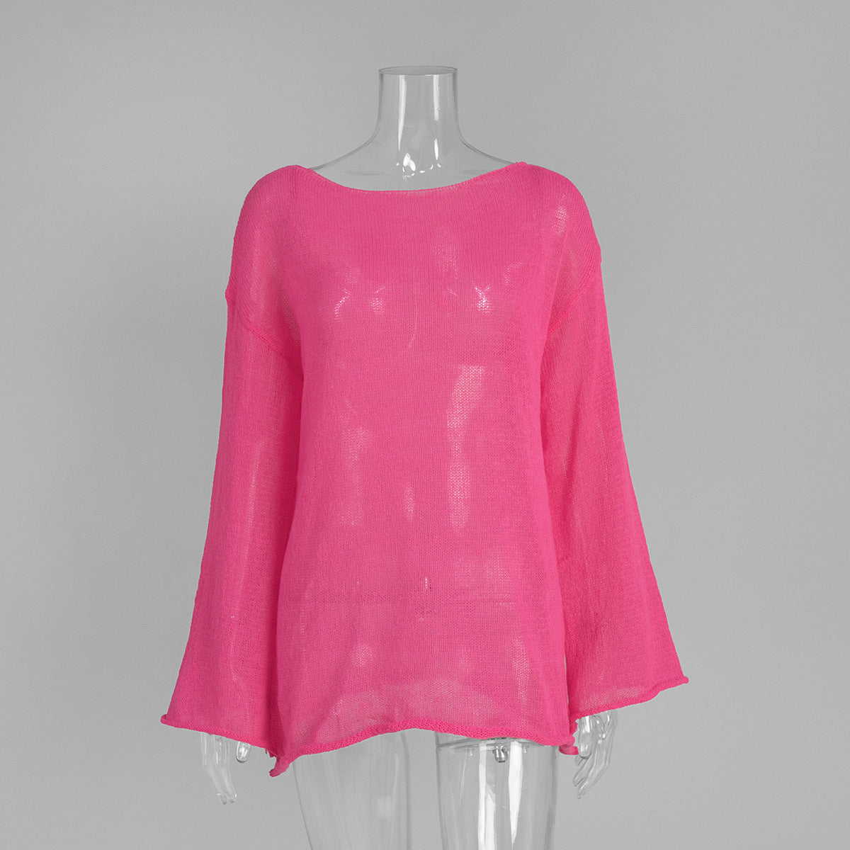 Hollow Knit T-Shirt with Flared Sleeves
