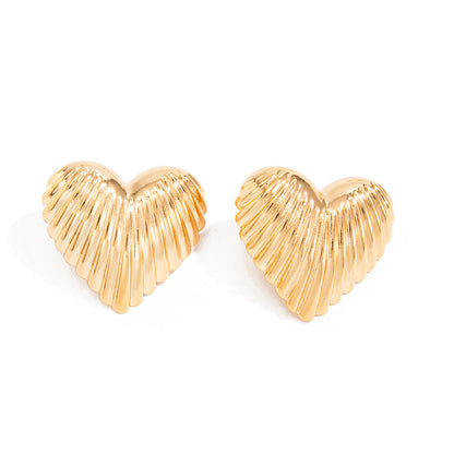Geometric Heart Shaped Metal Foldable Earrings For Women