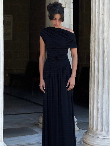 Trendy Off-Shoulder Ruched Dress Elegant Maxi Dress