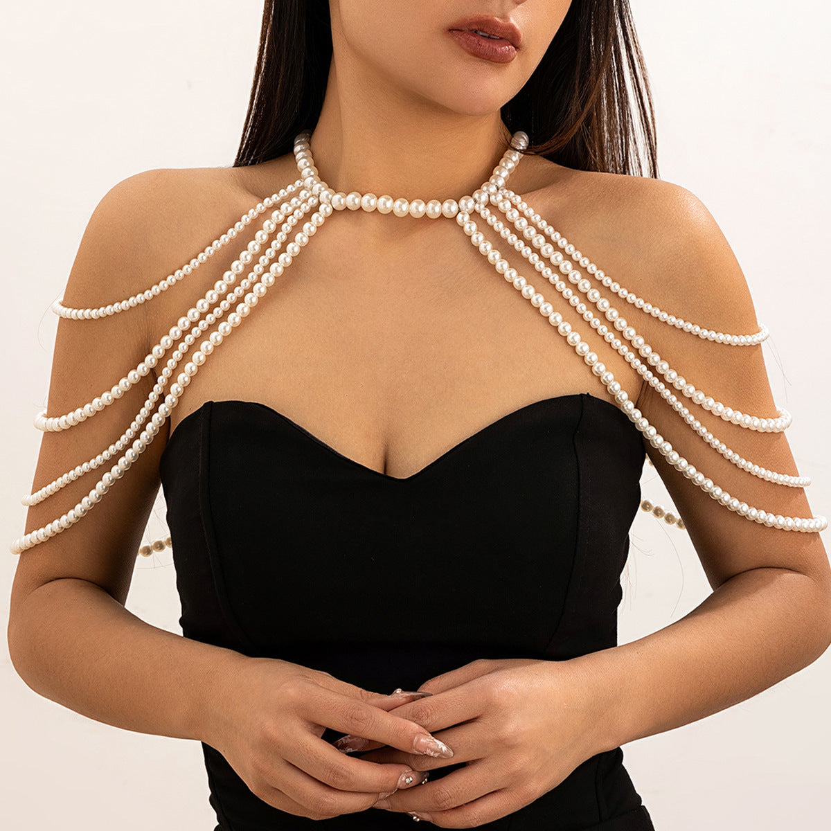 Elegant Multi-Layer Pearl Shoulder Chain For Women