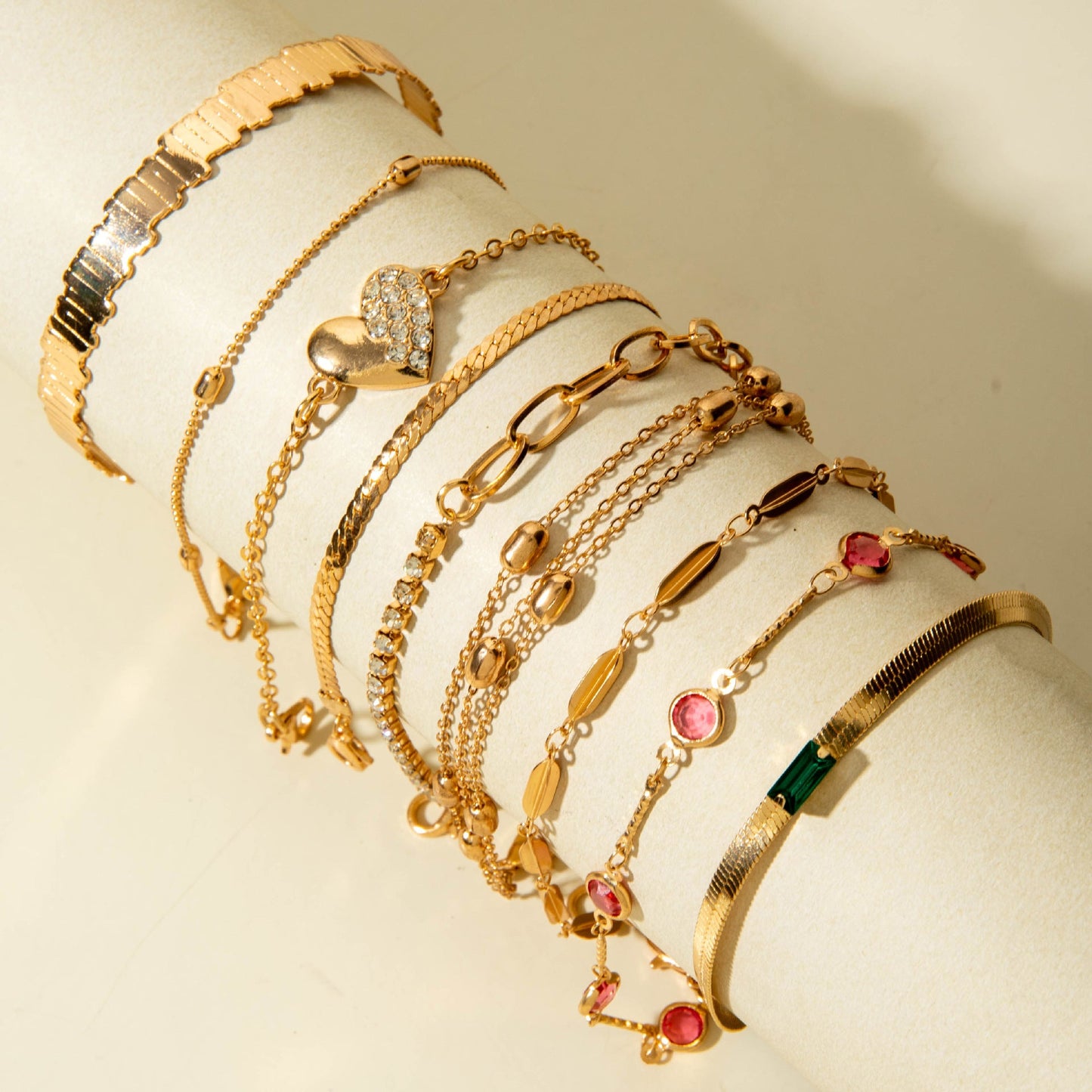 Vintage Geometric Open-Cuff Gold Bracelet Set